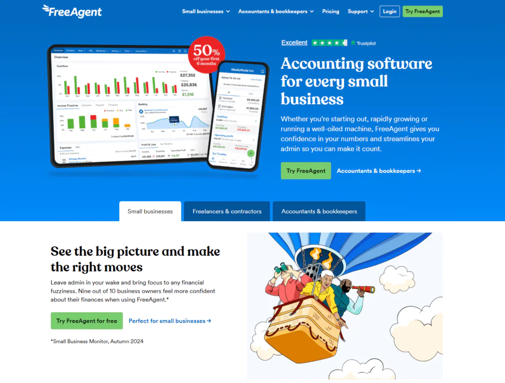FreeAgent- Best Free HMRC Approved MTD Software For Accountants And Tax Agents
