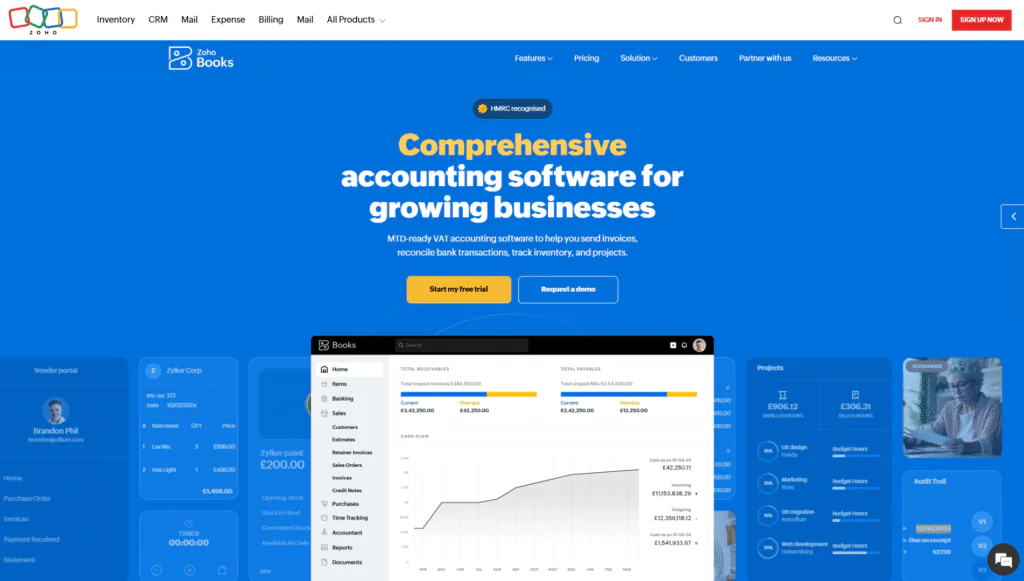 Zoho Books- Best Free HMRC Approved MTD Software For Accountants And Tax Agents