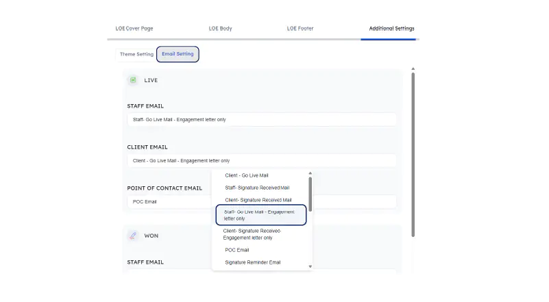 Configurable Email Settings