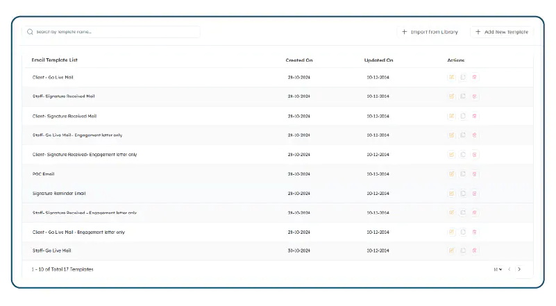 Email Template Dashboard